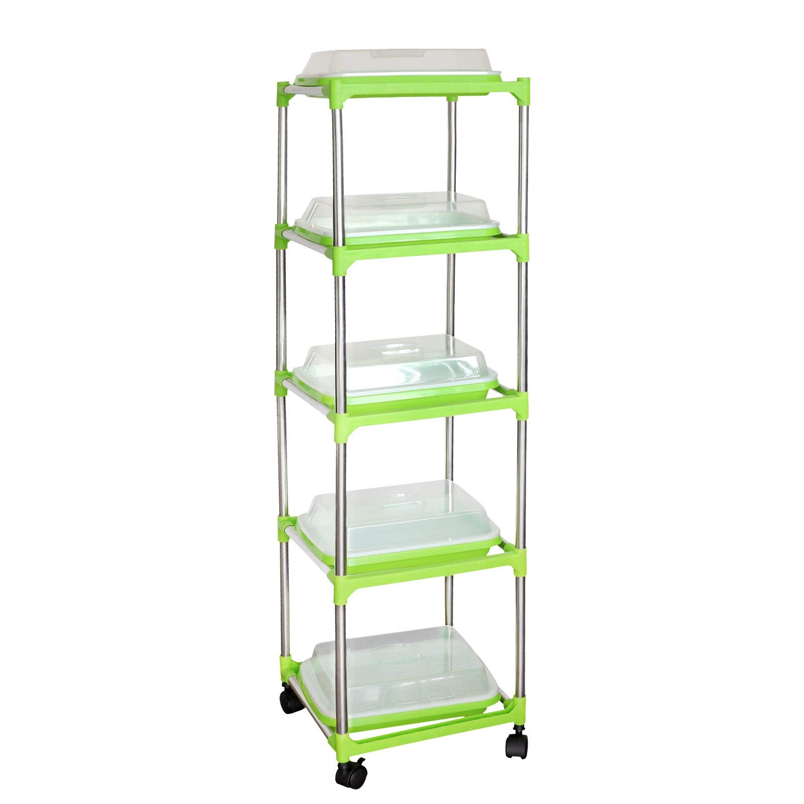 MUDUOBAN front view of assembled sprouter showing compact vertical design and space savings