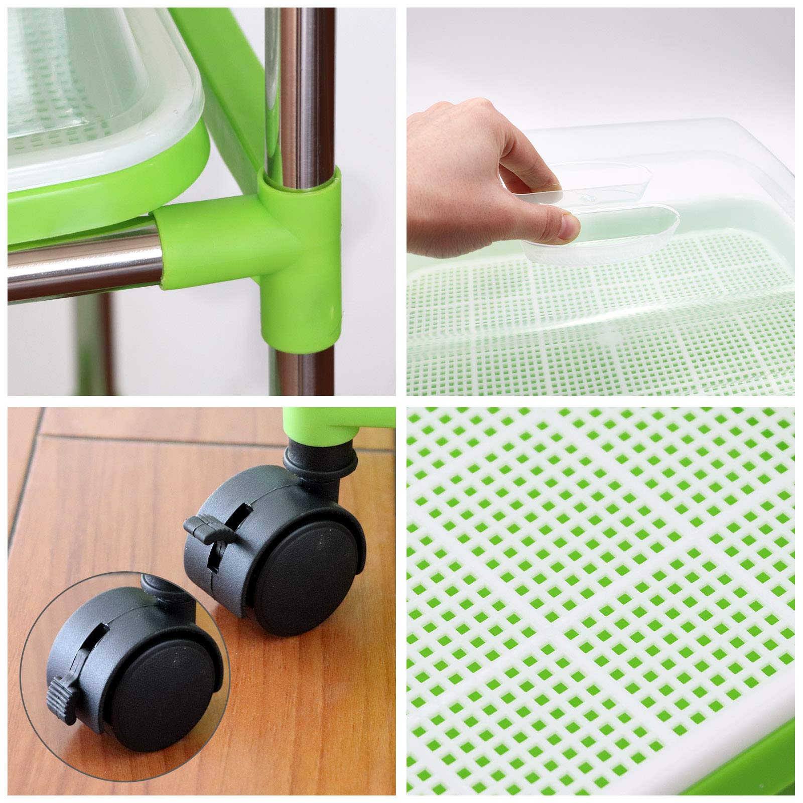 MUDUOBAN five trays with lids stacked demonstrating easy moisture control and handling