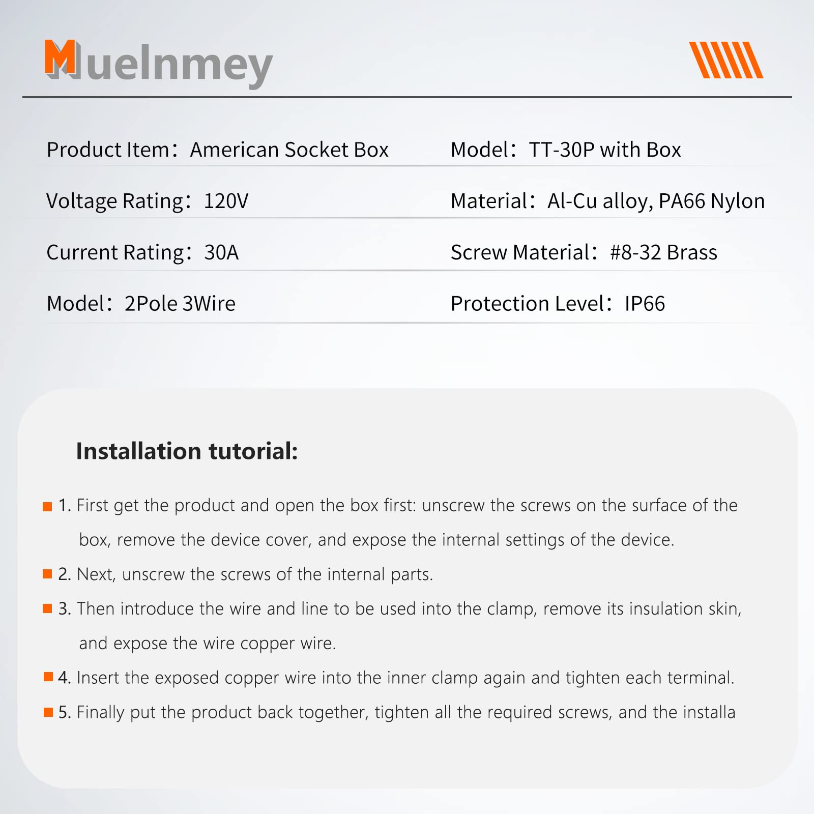 Muelnmey open lid connector detail showing sealed gasket for moisture protection