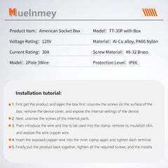 Muelnmey open lid connector detail showing sealed gasket for moisture protection