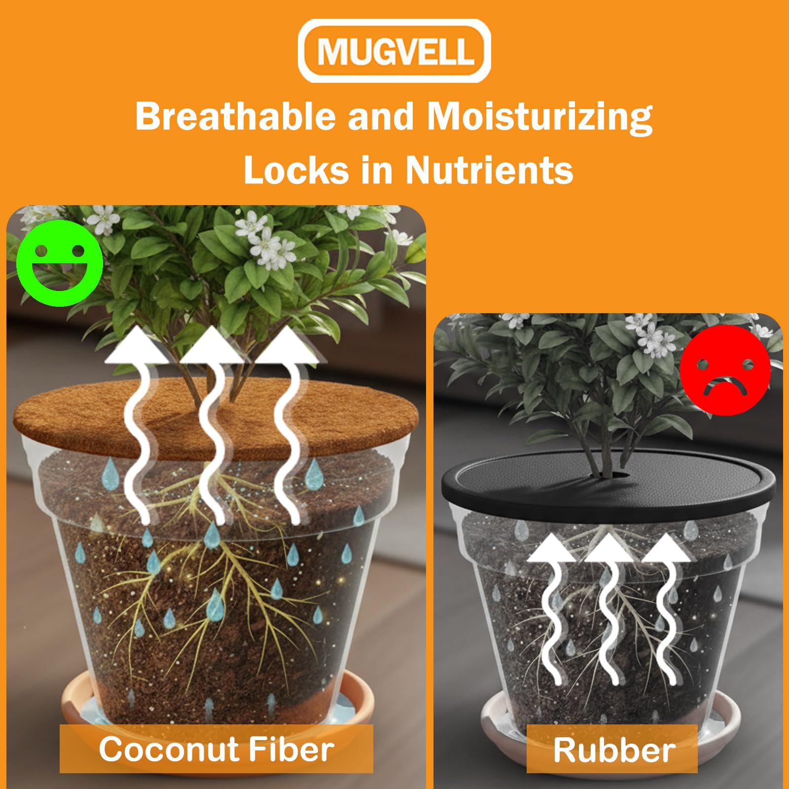 MUGVELL coir liner fitted inside a 24-inch planter keeping soil tidy and moist