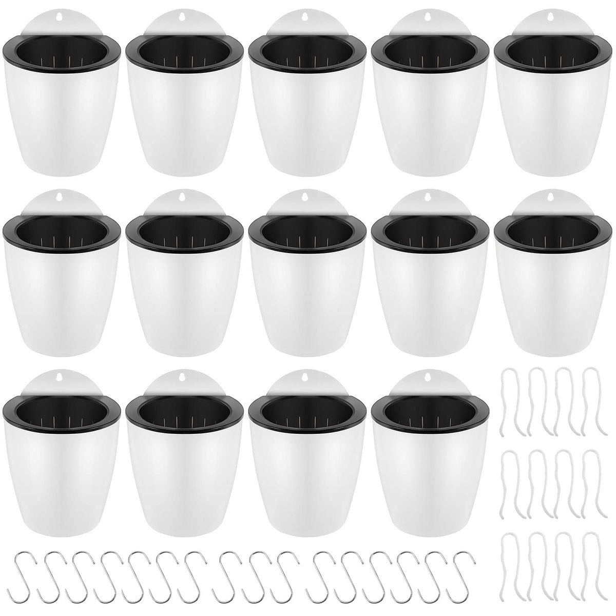 MUKCHAP front view 14-pack white planters showing neat storage benefit