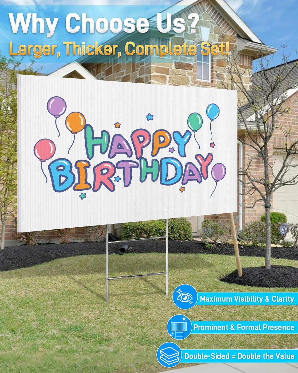 Mulctun white board mounted on lawn demonstrating easy installation and high street visibility benefit