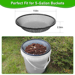Mulctun sifter seated on a 5-gallon bucket providing hands-free, stable sifting