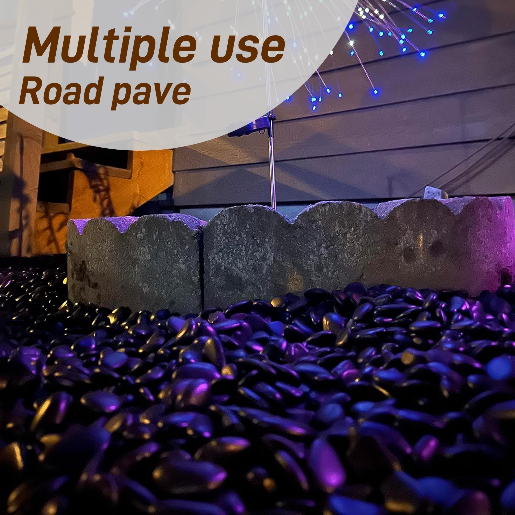 Mulctun water feature stones enhancing sheen and visual depth when wet
