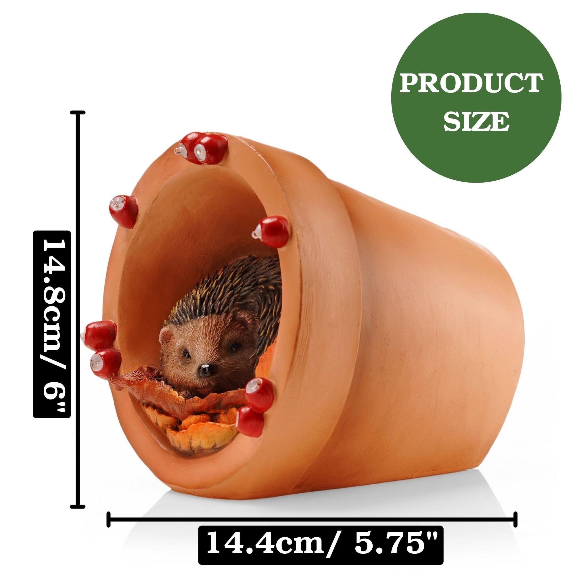 Muldale hedgehog battery compartment view showing rechargeable AAA battery benefit