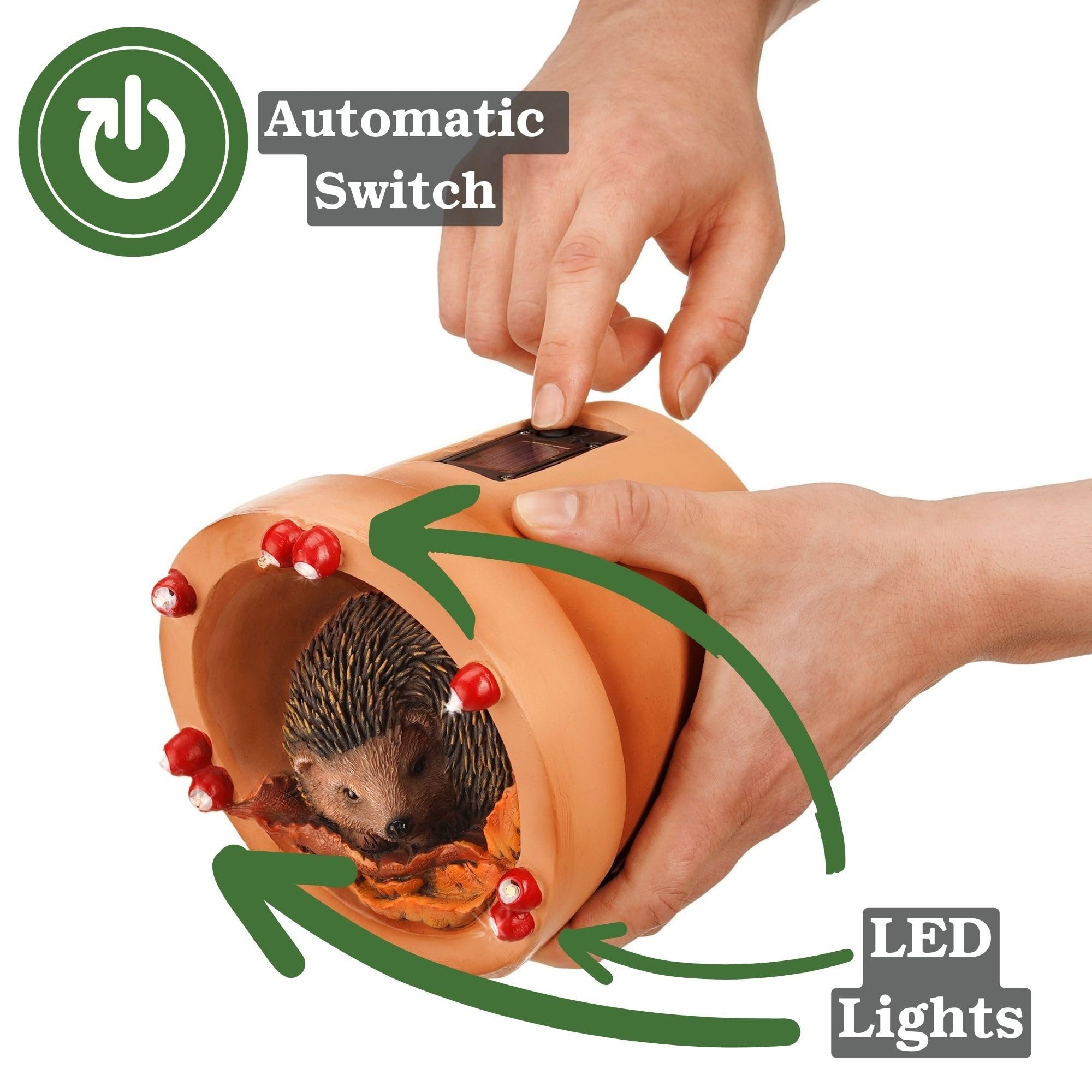 Muldale hedgehog scale with hand showing compact 5.75-inch size benefit