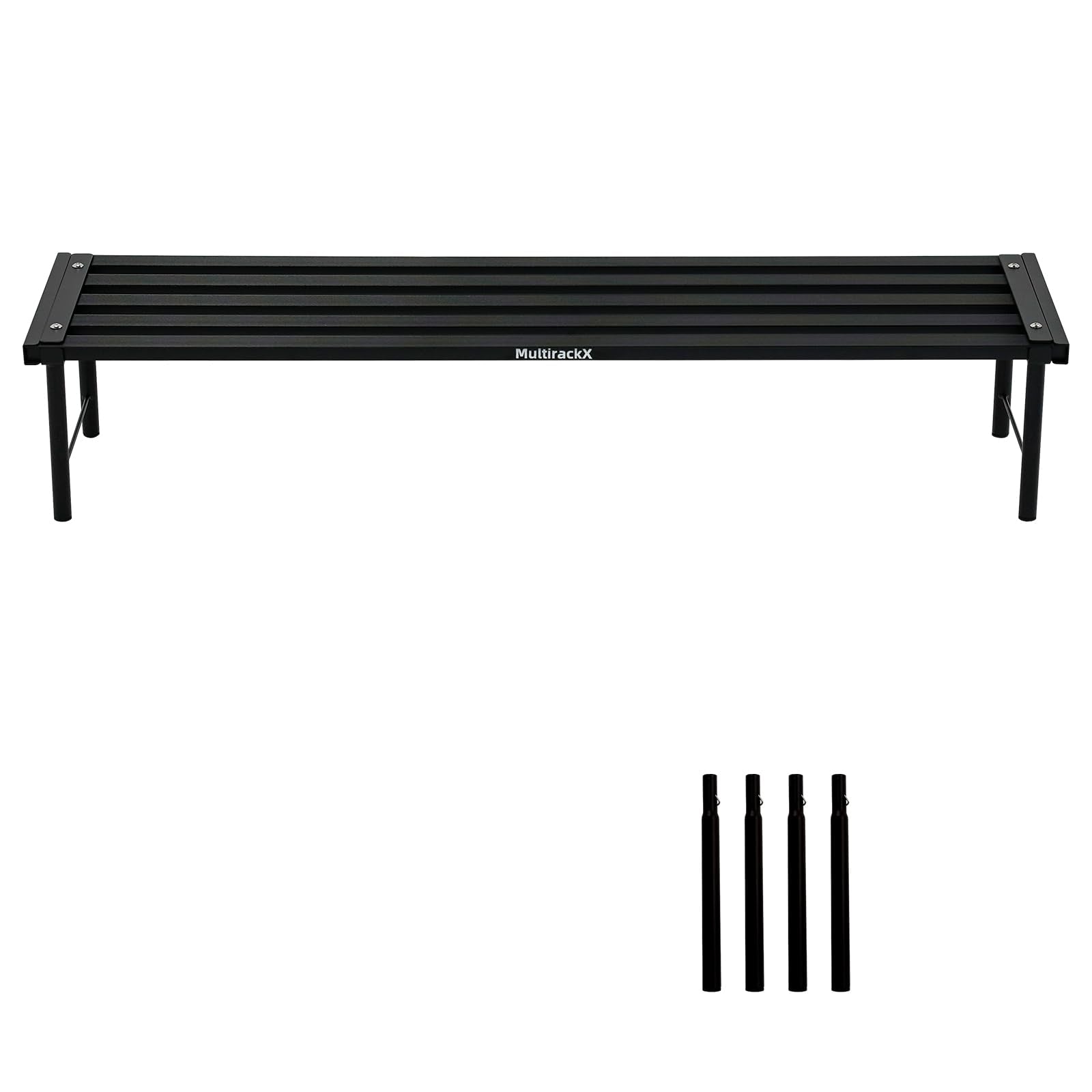 MultirackX front view of black plant stand showing organized display benefit