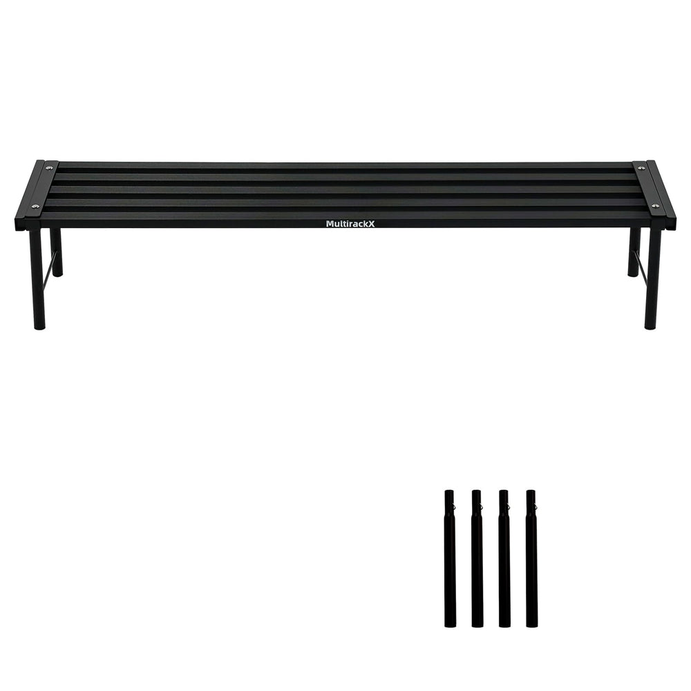 MultirackX front view of black plant stand showing organized display benefit
