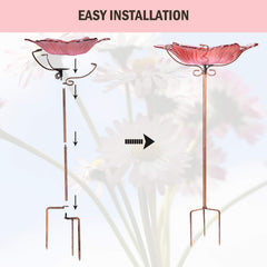 MUMTOP bird bath on lawn next to a ruler demonstrating size and scale