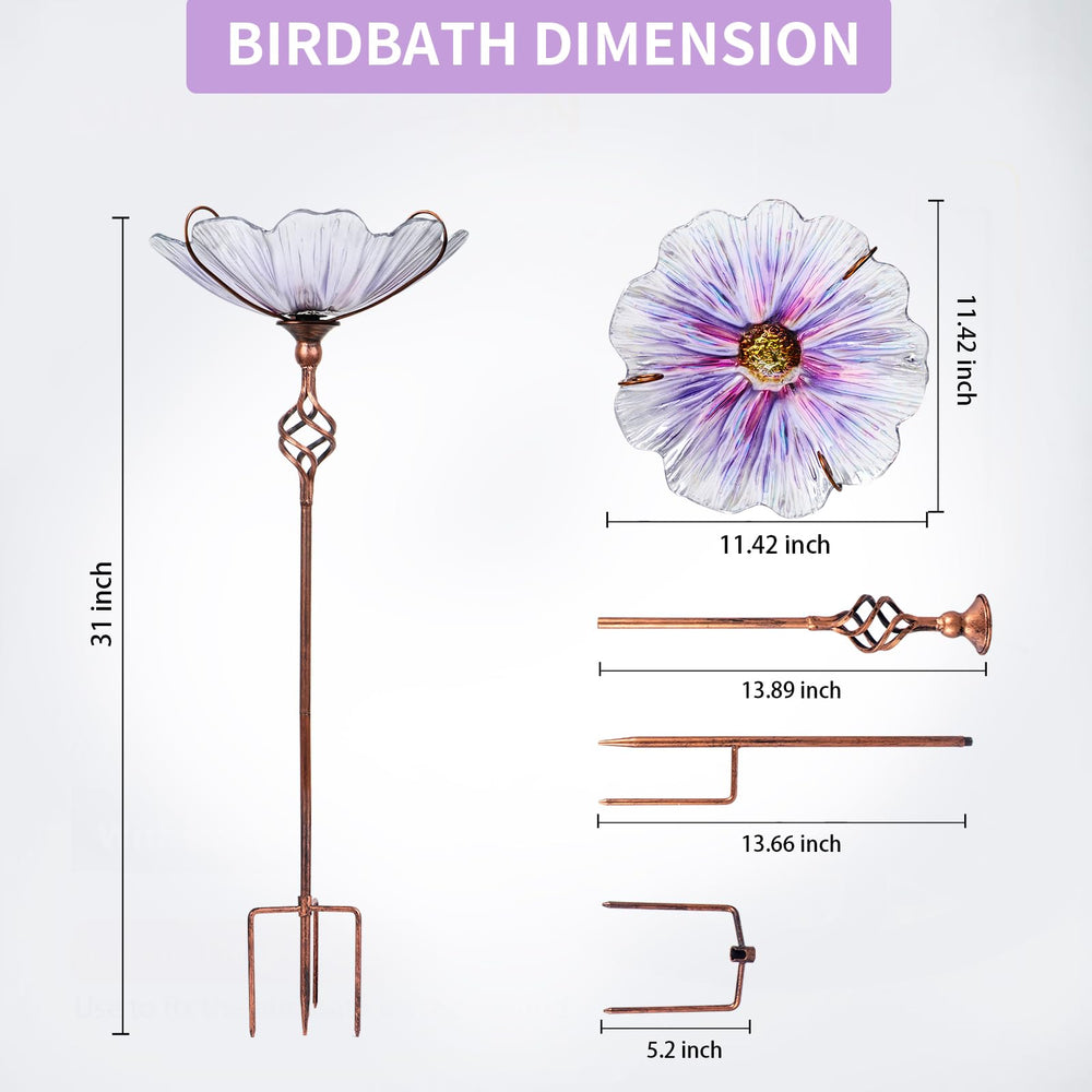 MUMTOP birdbath placed among plants in a garden, enhances landscape and wildlife visits