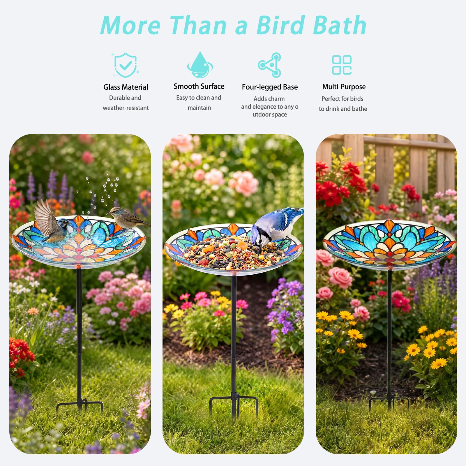 MUMTOP bowl half-filled with water showing bathing area and easy refill benefit