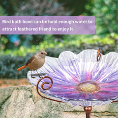MUMTOP close-up of floral glass bowl texture, handcrafted pattern improves bird footing