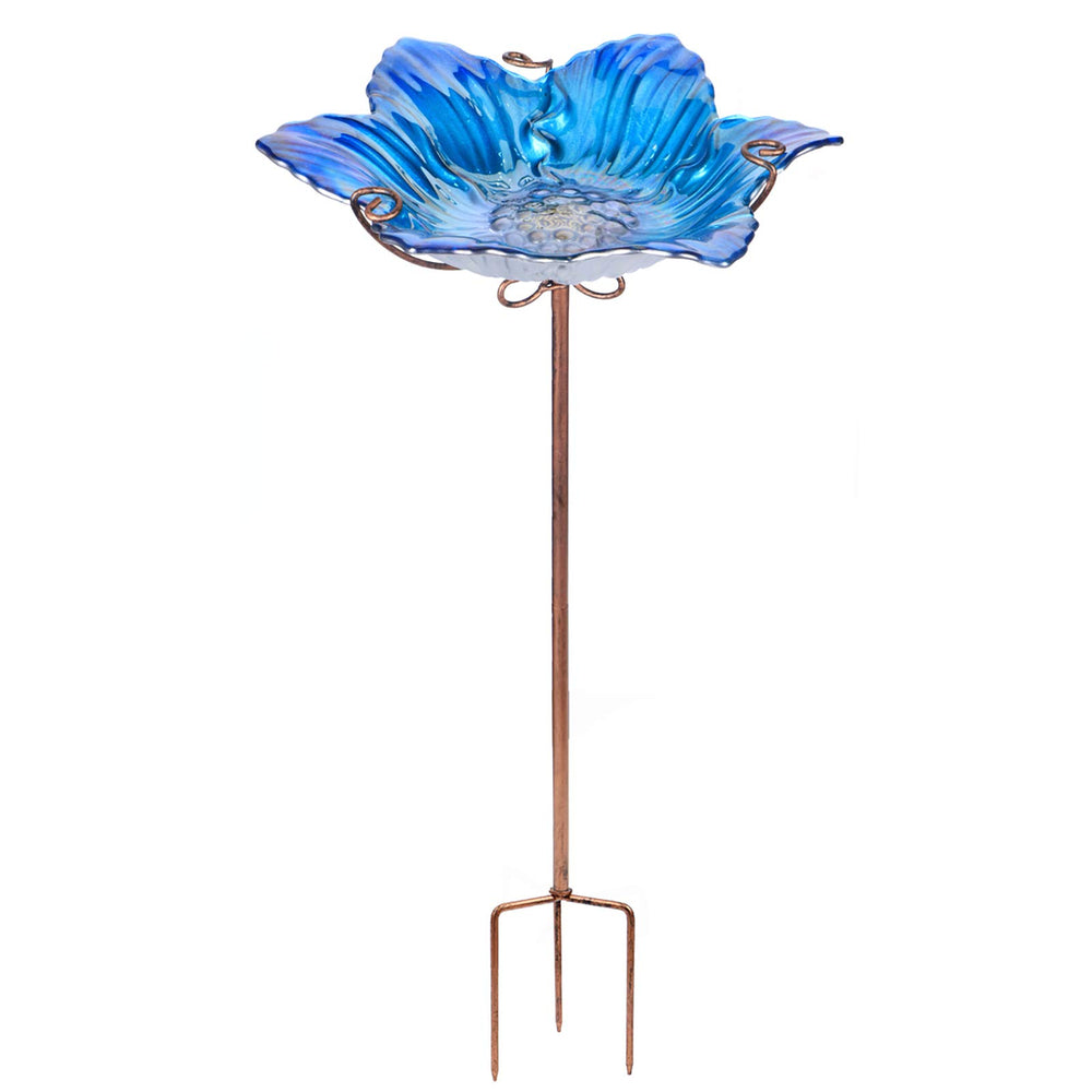 MUMTOP front view blue flower bird bath showing decorative appeal