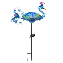 MUMTOP front view of blue glass birdbath showing decorative benefit