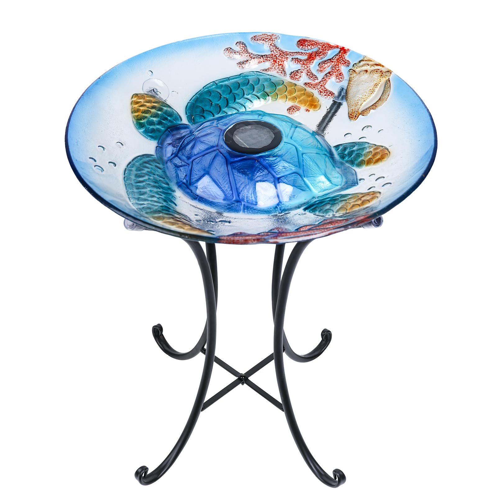 MUMTOP front view glass birdbath on stand enhancing garden decor