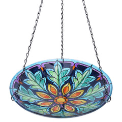 MUMTOP front view hanging bird bath showing colorful design and curb appeal