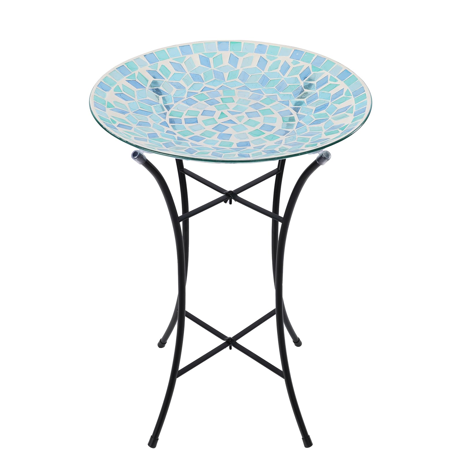 MUMTOP front view mosaic glass birdbath highlighting decorative pattern and curb appeal