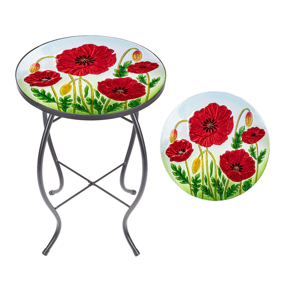 MUMTOP front view showing mosaic top and stable metal legs, enhances patio styling