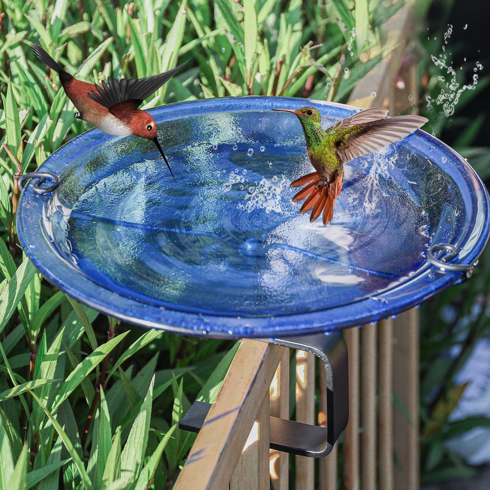 MUMTOP front view of mounted bird bath showing clean design and easy access