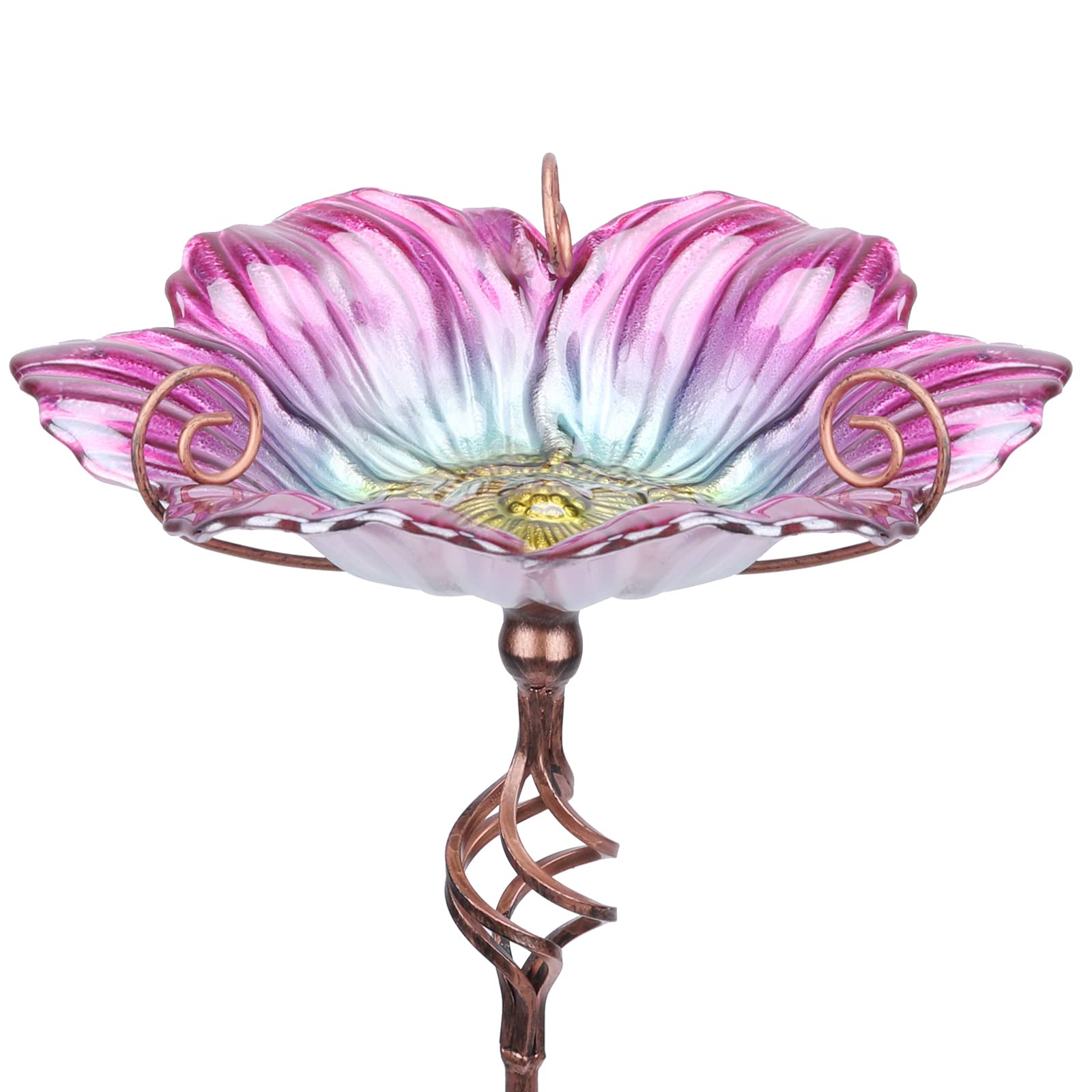 MUMTOP front view of pink birdbath showing decorative curb appeal