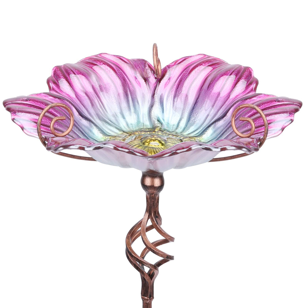 MUMTOP front view of pink birdbath showing decorative curb appeal