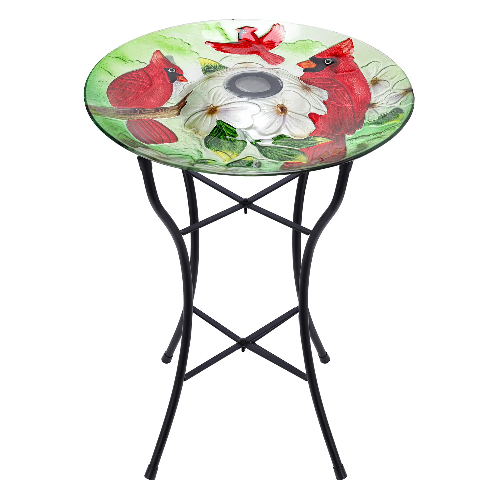 MUMTOP front view of glass birdbath showing bowl and stand benefit visual curb appeal