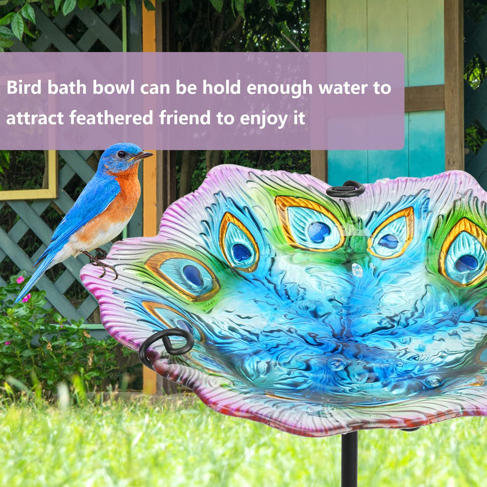 MUMTOP glass bowl close-up of peacock pattern highlighting handcrafted look and durability