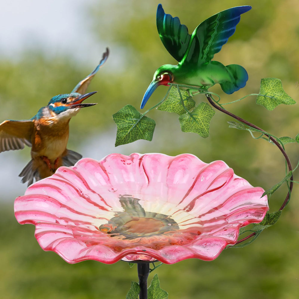 MUMTOP bird baths positioned in garden bed demonstrating aesthetic curb appeal