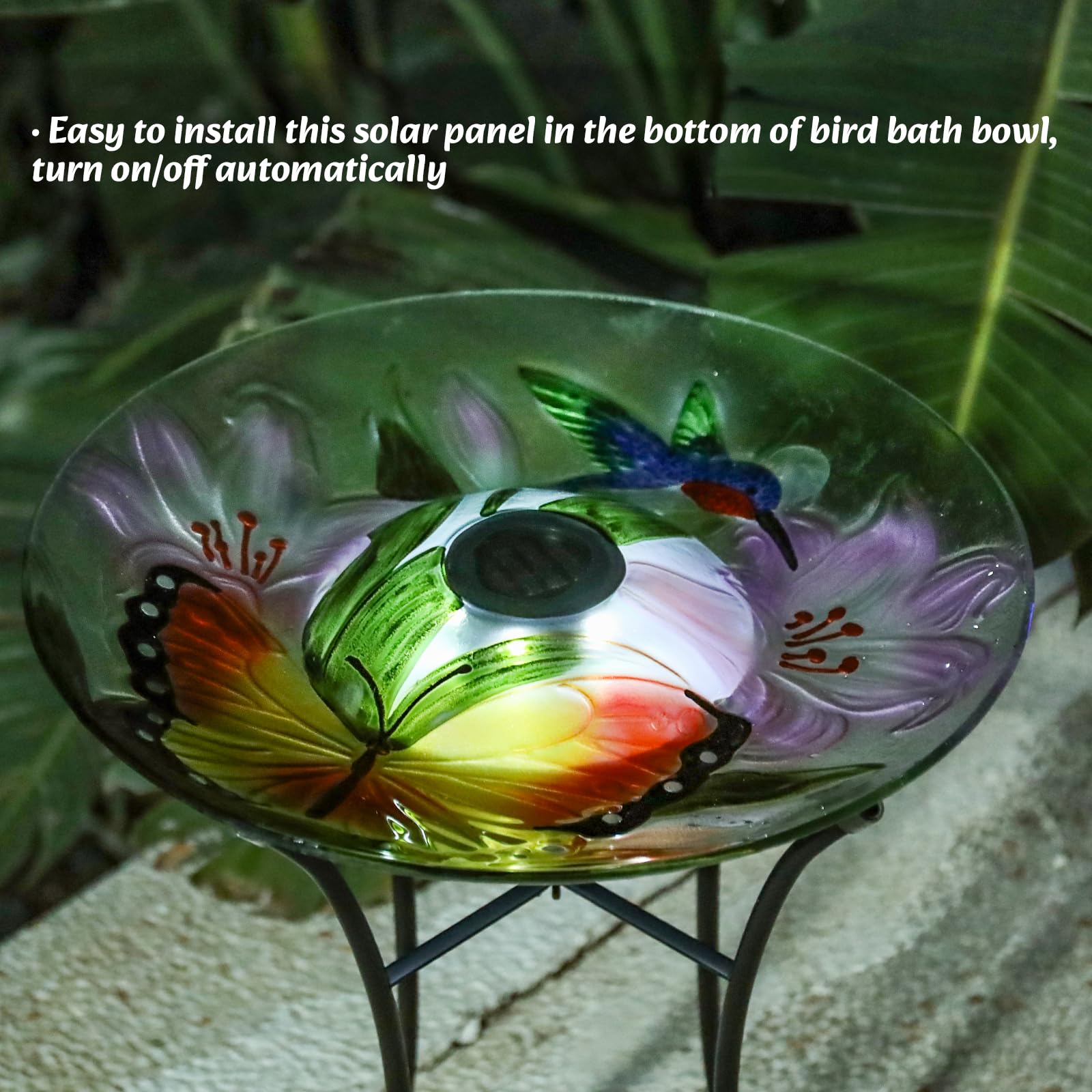 MUMTOP close-up of hummingbird butterfly pattern on glass bowl, decorative detail benefit