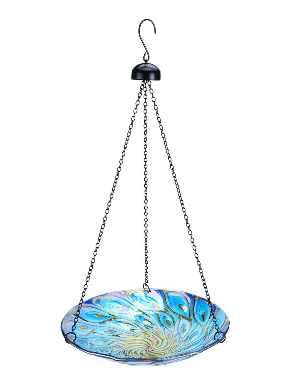 MUMTOP front view showing vivid peacock pattern and shallow bowl benefit