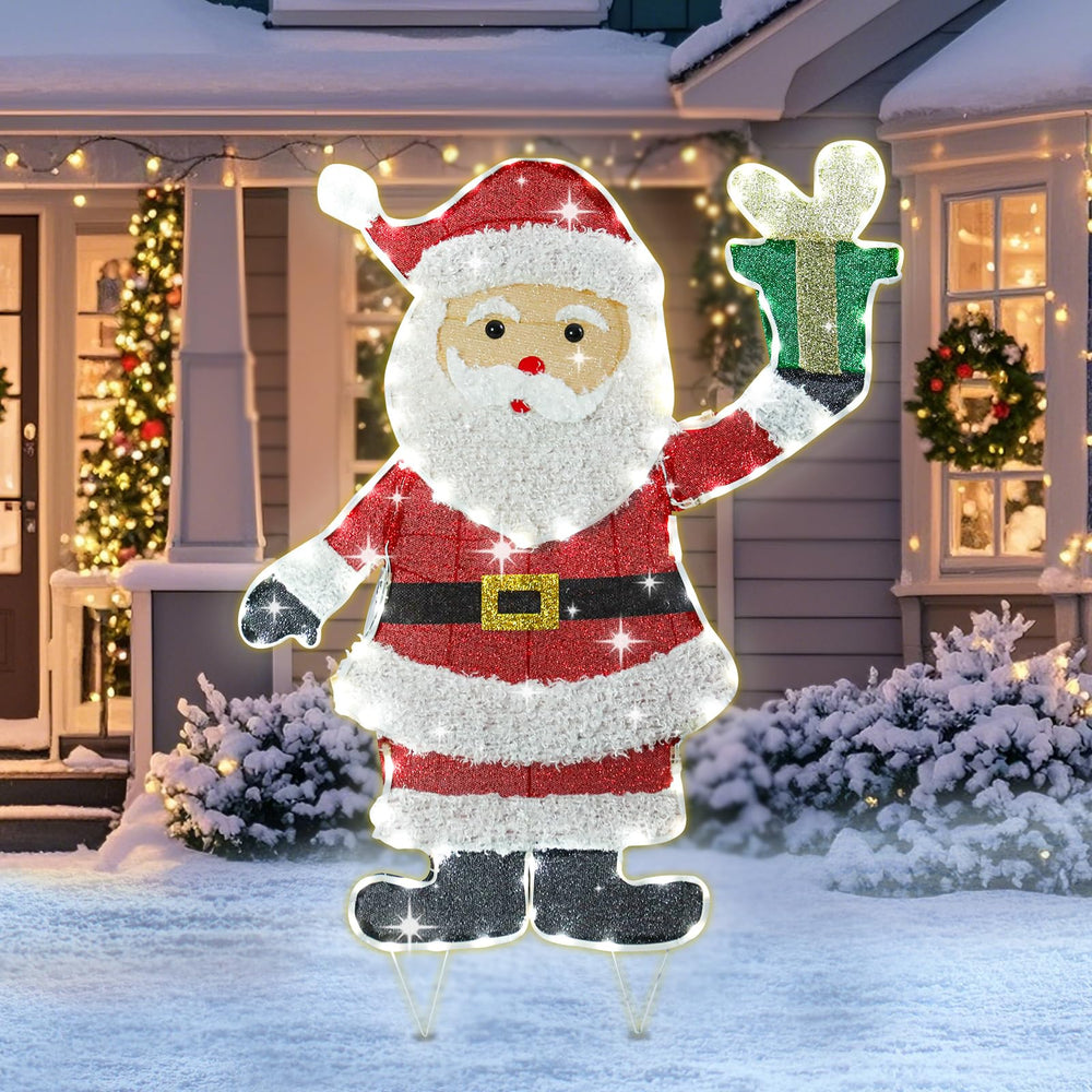 MUMTOP front view of lighted Santa showing bright holiday focal point