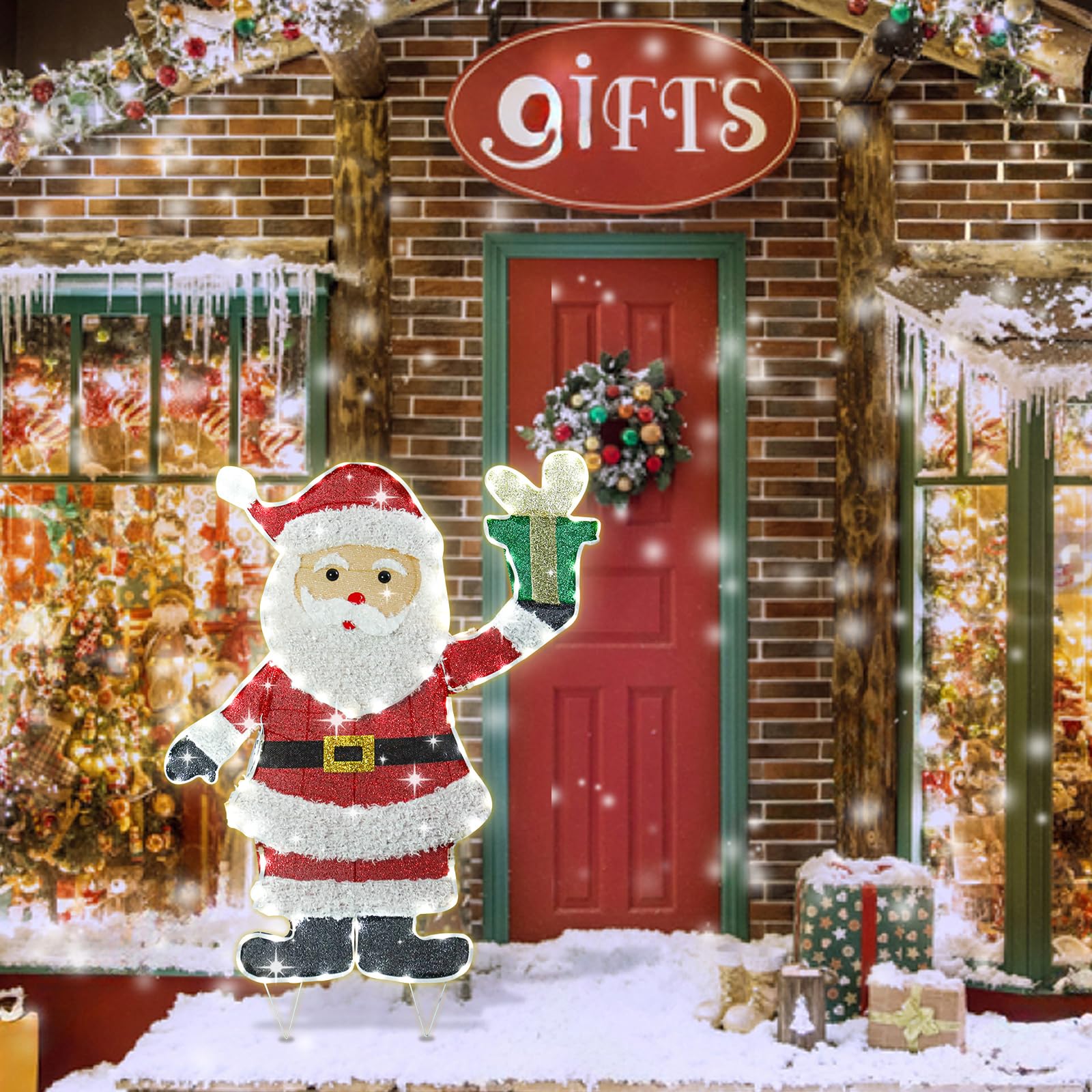 MUMTOP Santa placed on lawn providing cheerful curb appeal