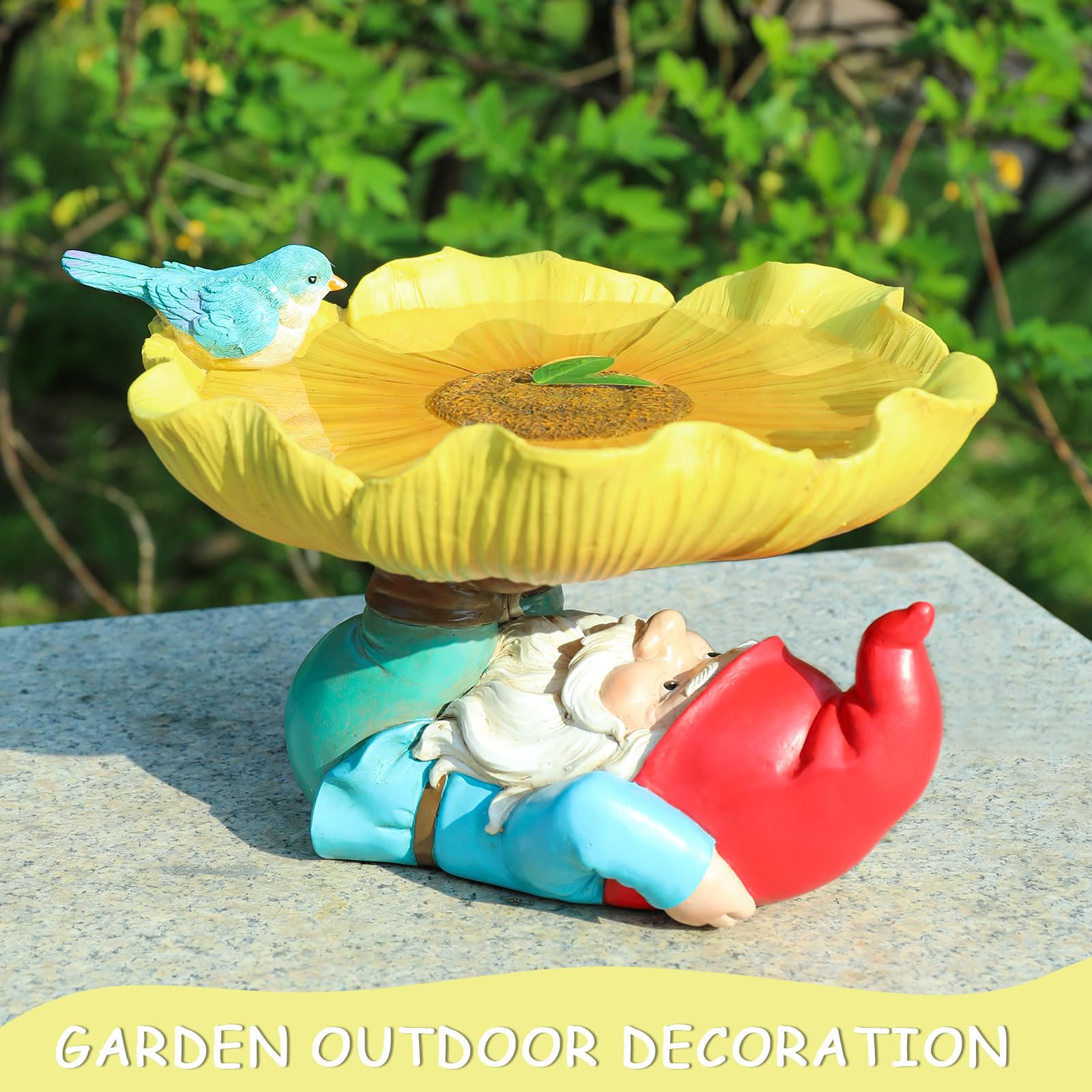 MUMTOP bird bath placed on garden table showing decorative use and curb appeal