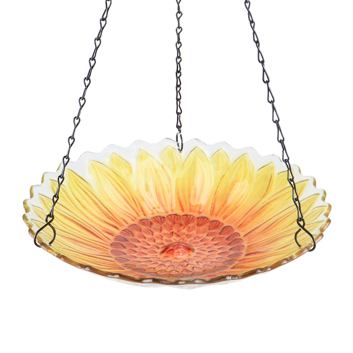 MUMTOP front view of sunflower bird bath showcasing colorful design and appeal