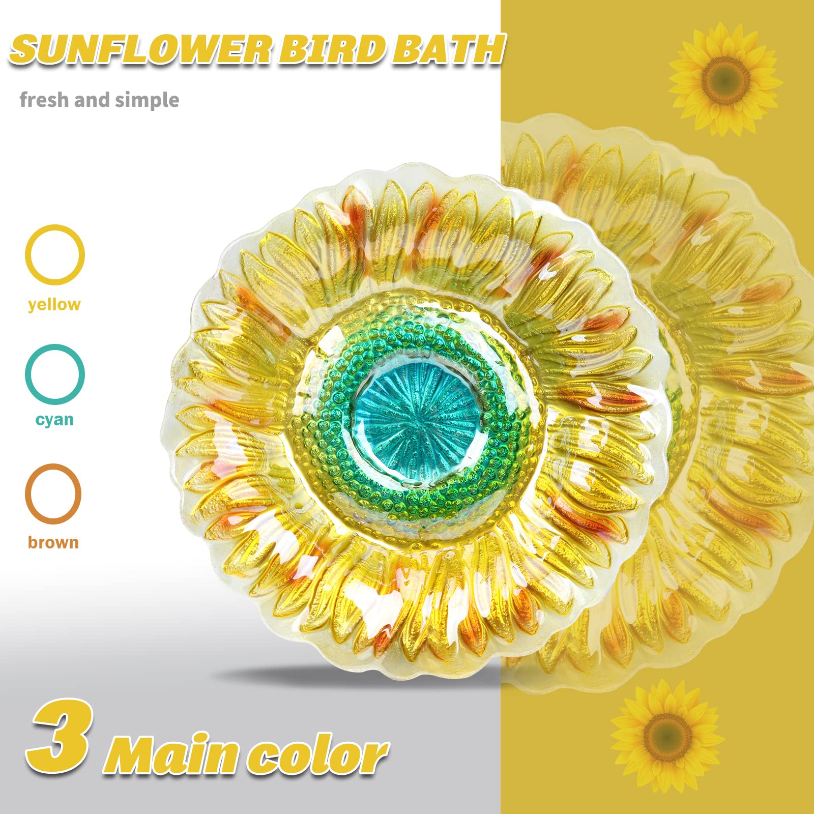 MUMTOP close-up of sunflower pattern on glass bowl highlighting decorative detail