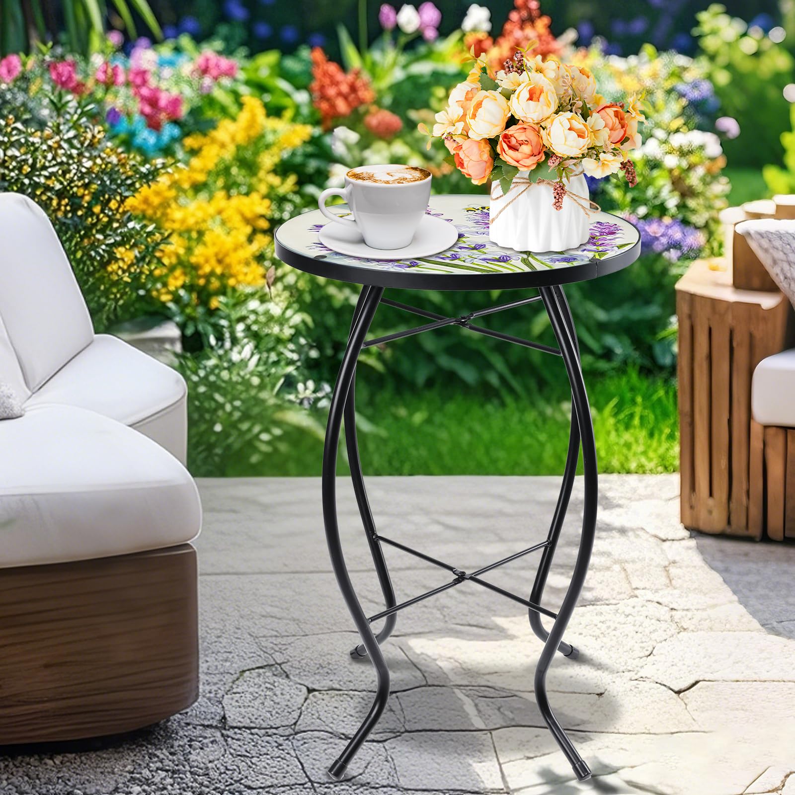 MUMTOP table styled with plants and cup showing versatile surface use