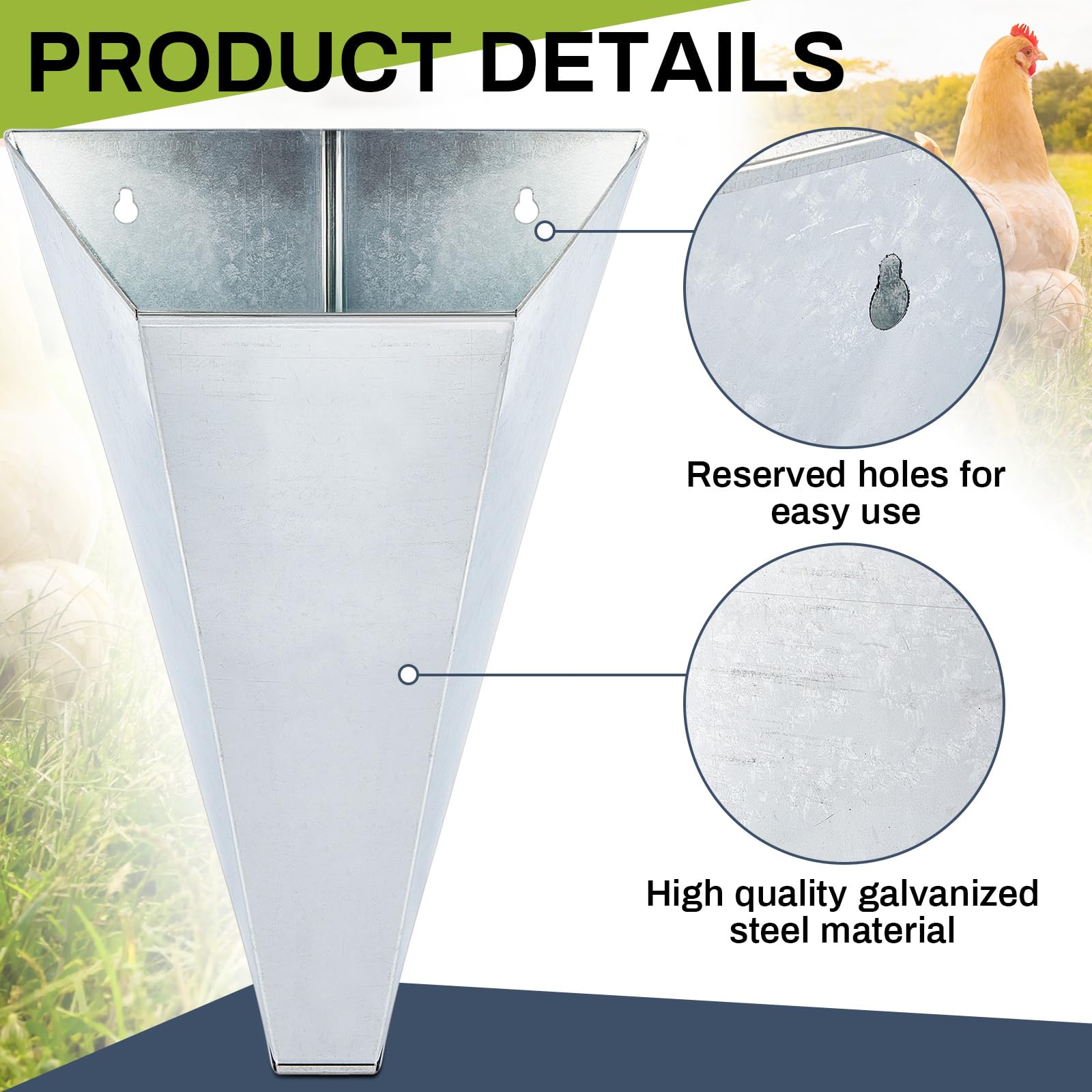 Mumufy cone beside a chicken to illustrate size fit and handling benefit