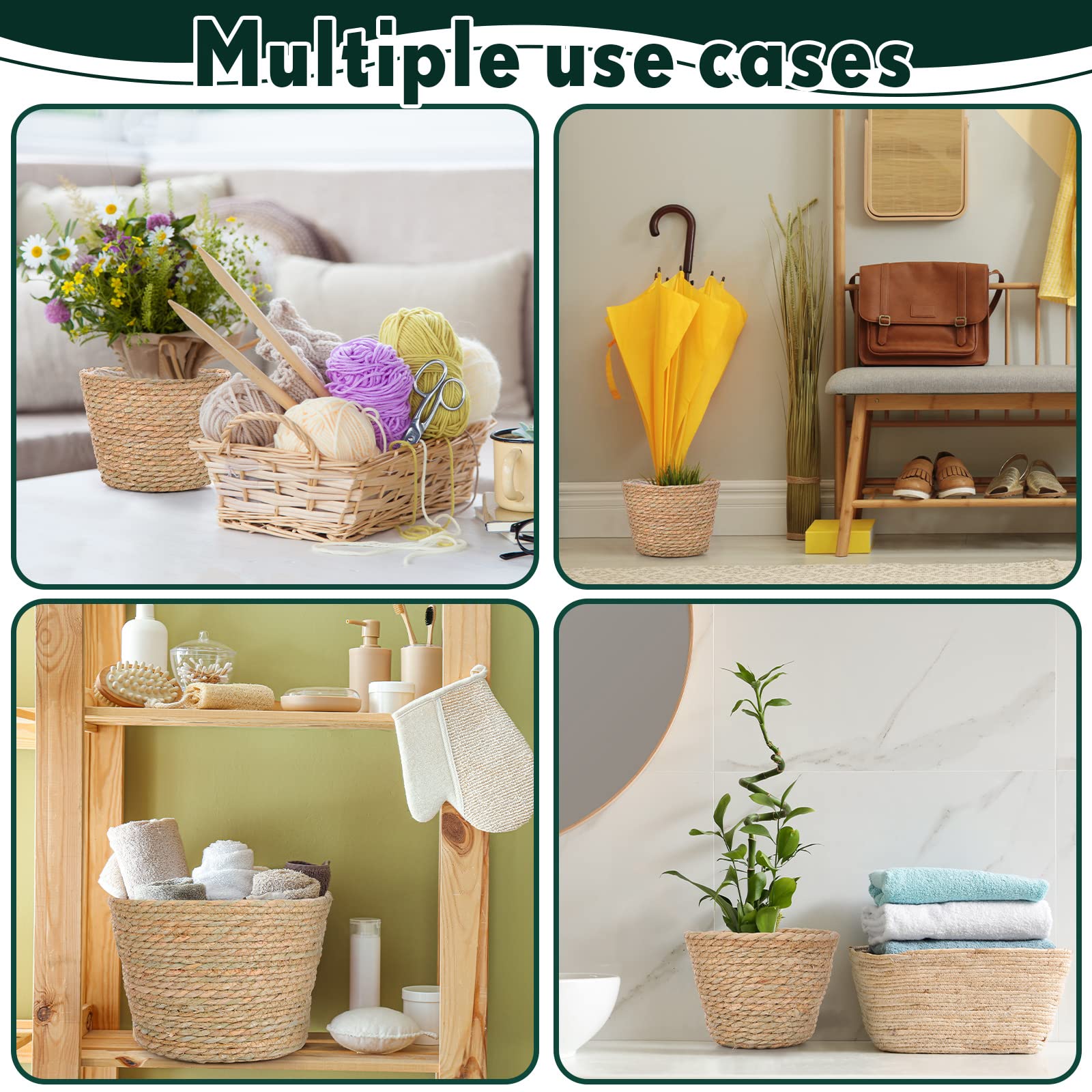 Mumufy planter baskets staged in living room adding rustic decor and organization