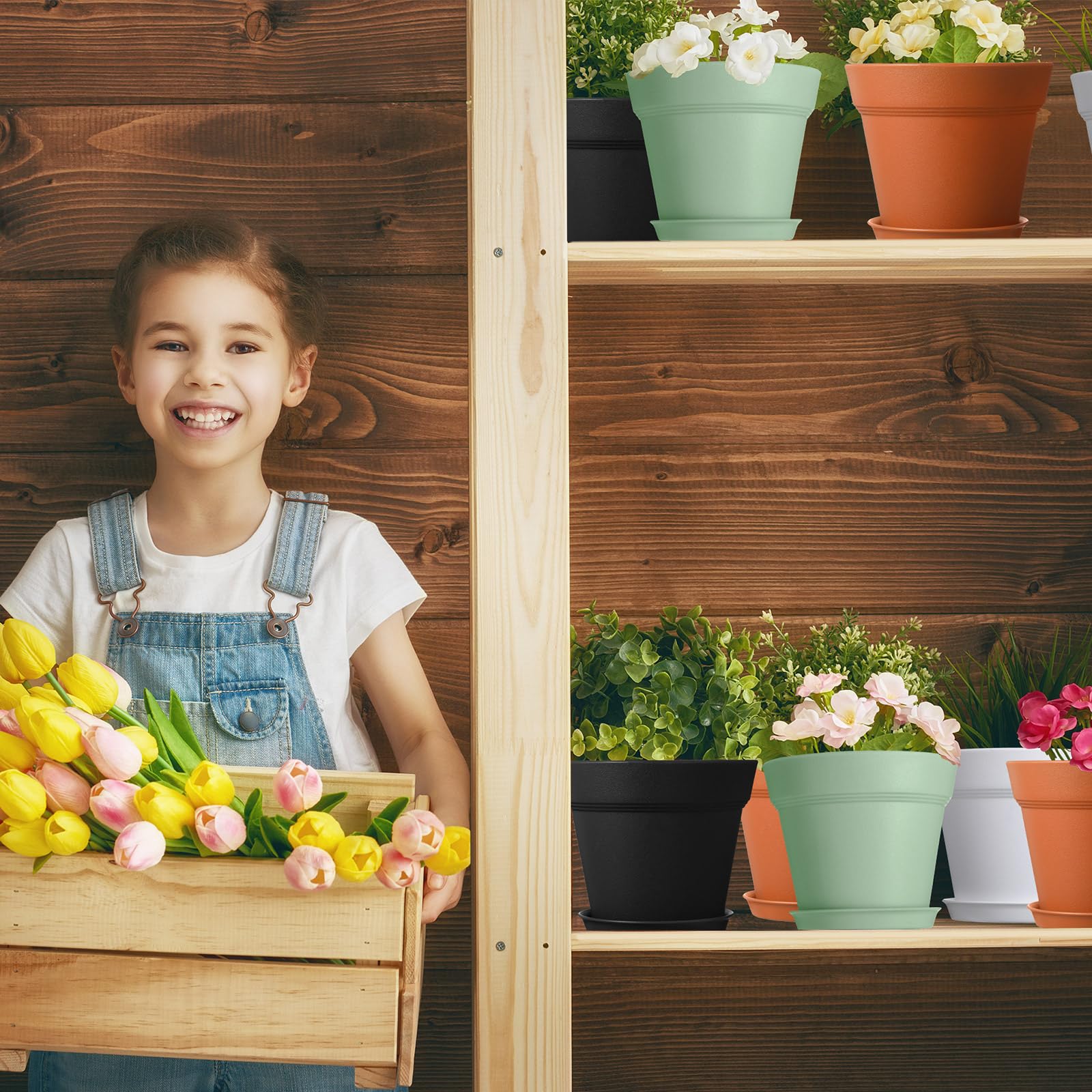 Mumufy pot held in hand to show 4-inch scale, convenient size for seed starting and shelving