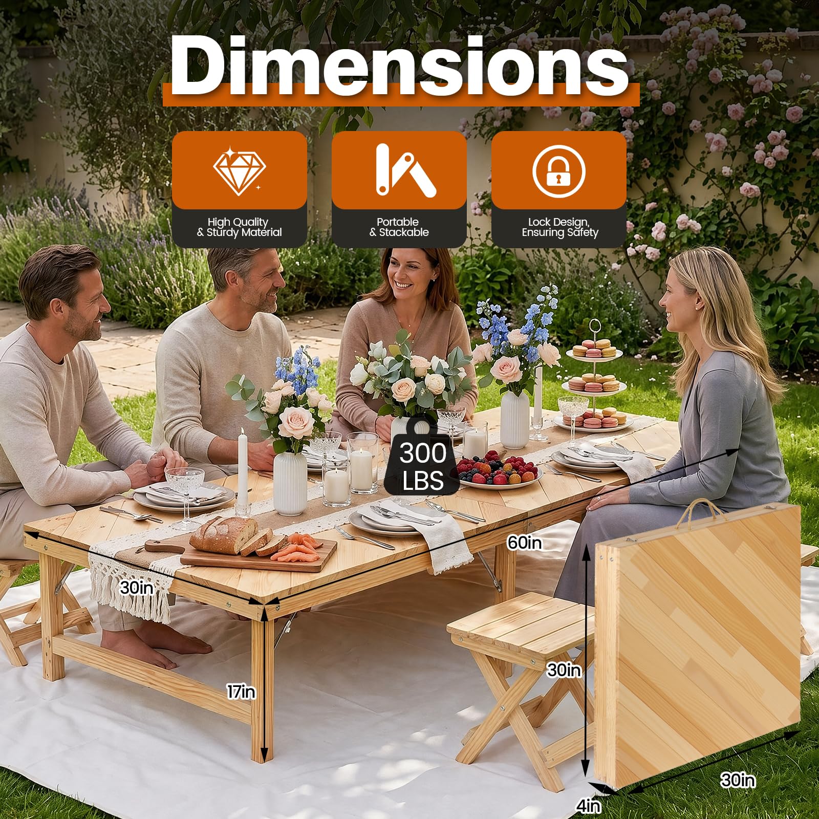 Muscovite open tabletop top view showing large usable surface for meals and crafts