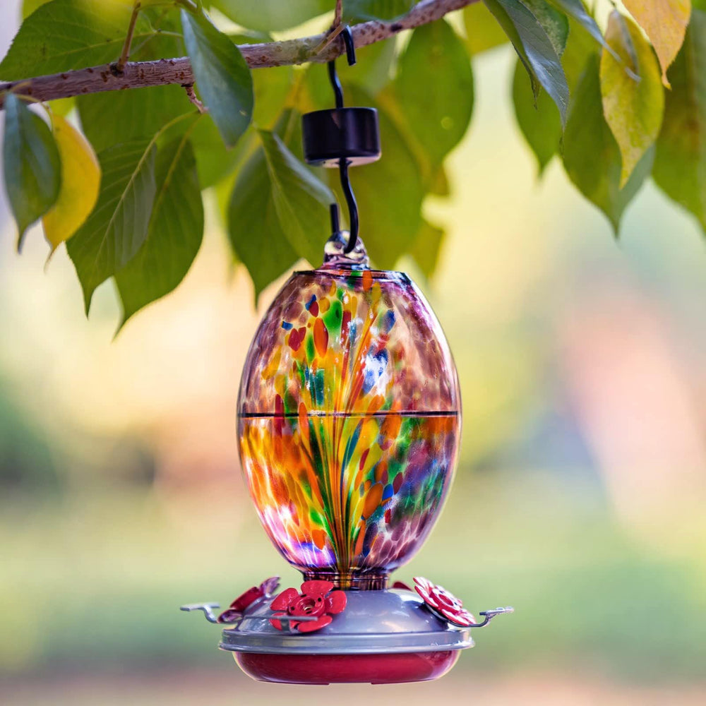 Muse Garden base detail showing copper ports and perches for safe hummingbird feeding