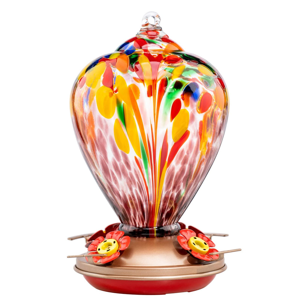 Muse Garden front view showing purple tulip glass and vibrant attractant