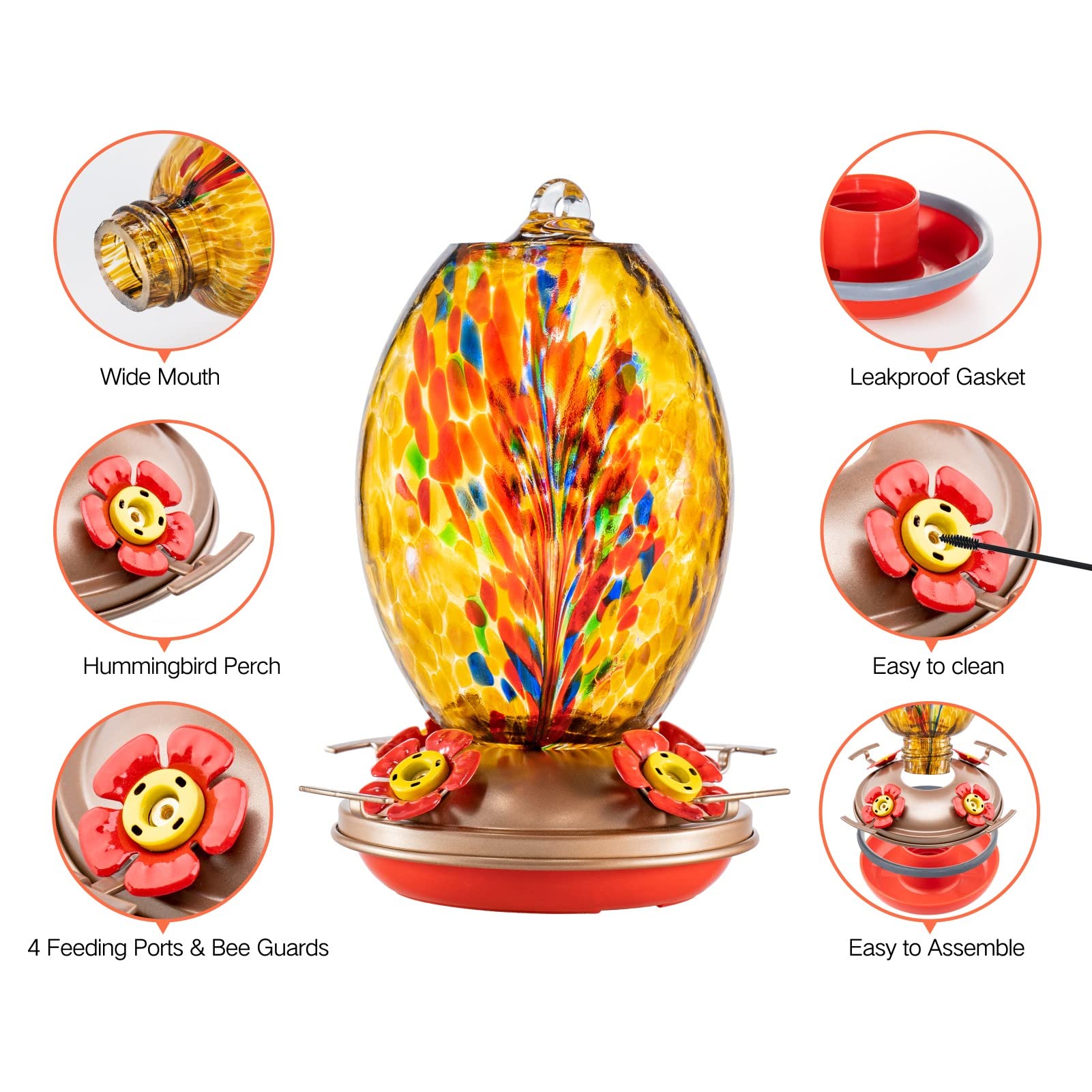 Muse Garden feeder hanging in a backyard garden attracting hummingbirds and enhancing decor