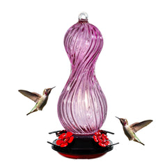 Muse Garden front view hanging feeder showing vibrant glass and easy access