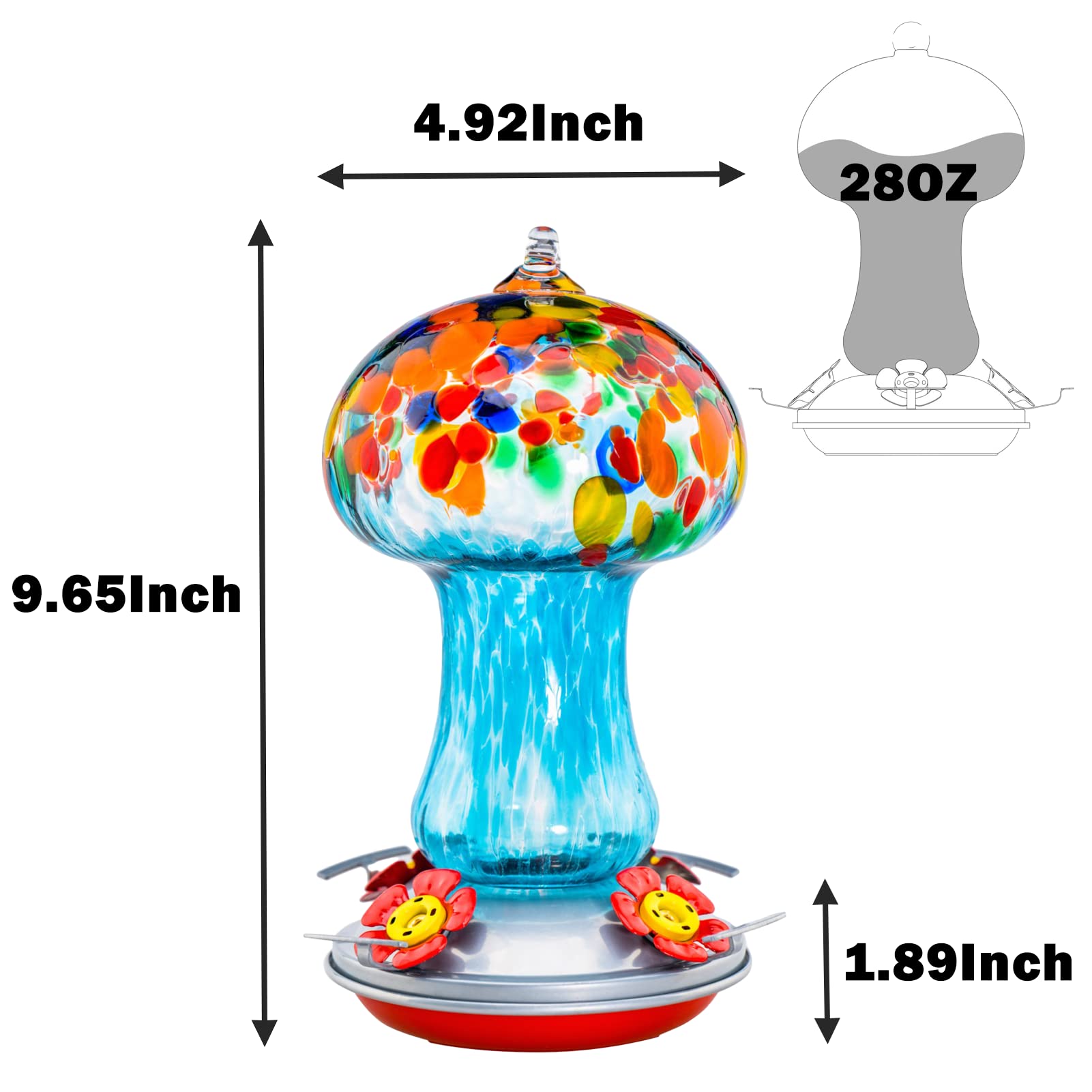 Muse Garden feeder held in hand showing 28oz scale for placement decisions