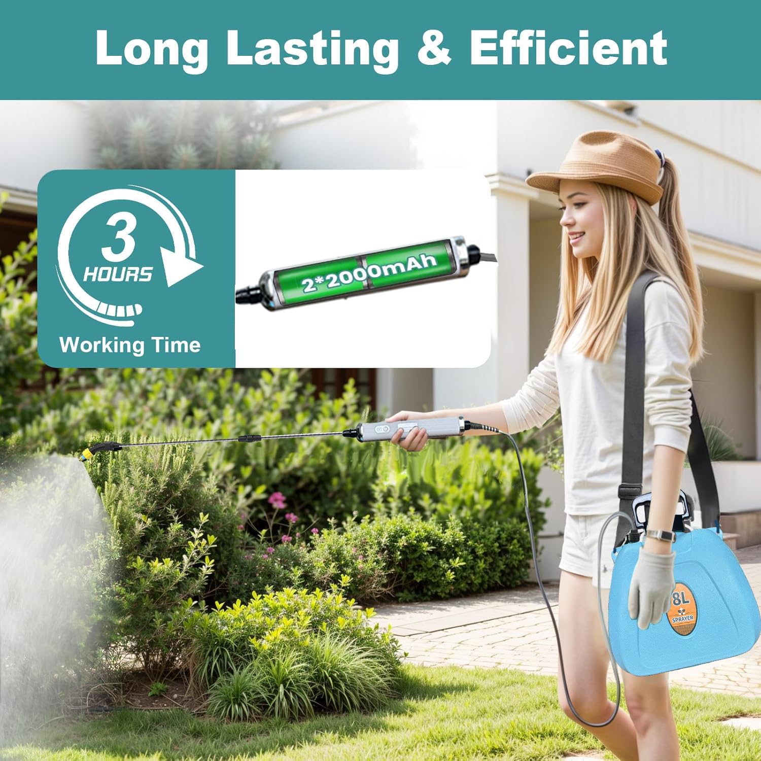 MusuInt retractable wand extended for long-reach spraying and comfortable control