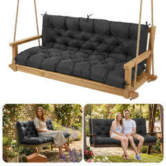 MusyVocay front view of black swing cushion showing sleek weatherproof protection