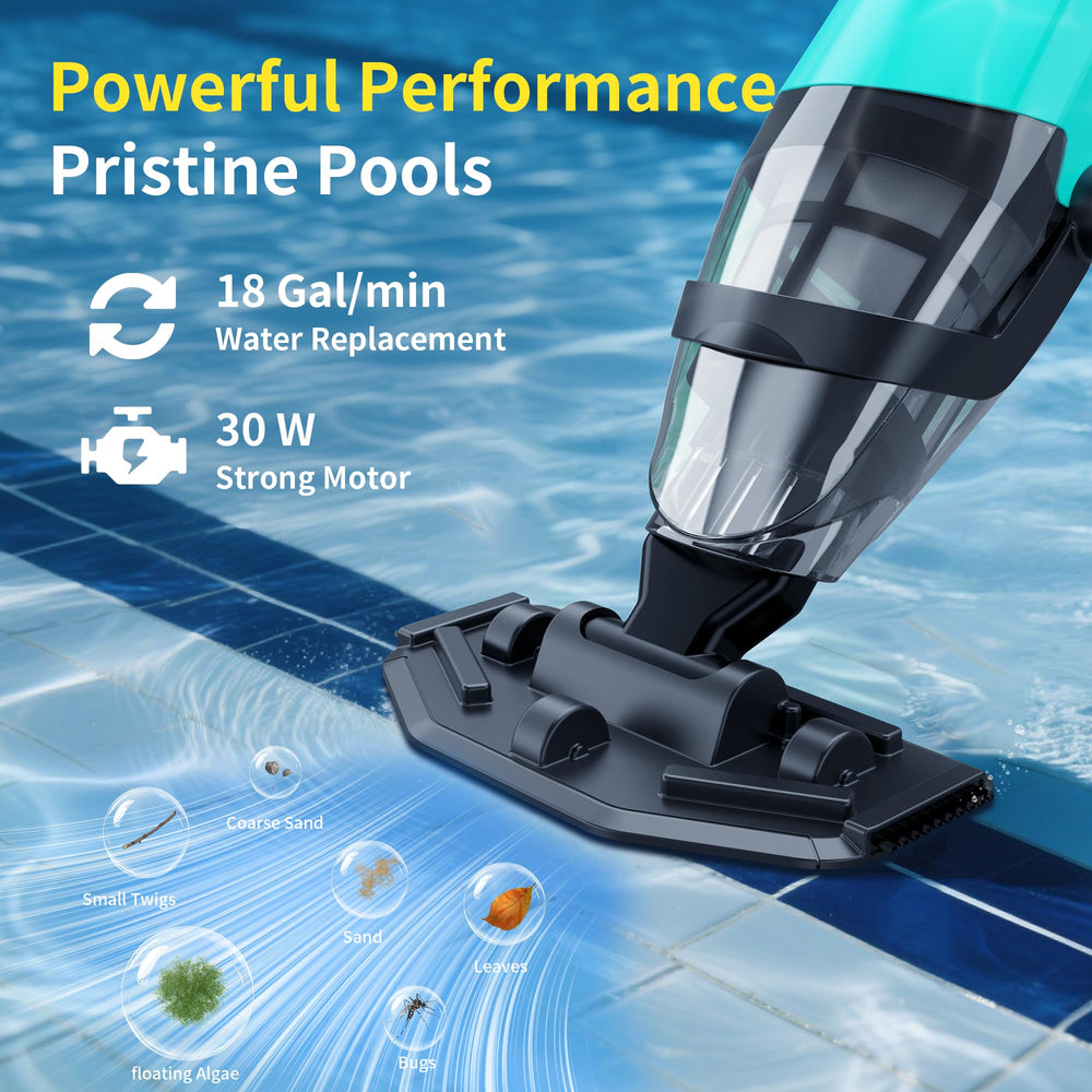 Mutaomay assembled detachable pole demonstrating adjustable reach for various pool depths benefit