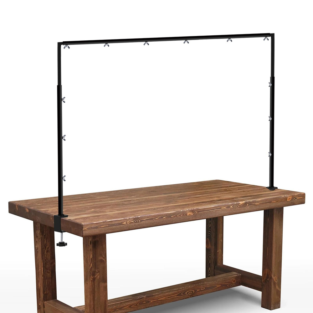 Mutualsign front view of full table arch showing stable setup and quick styling